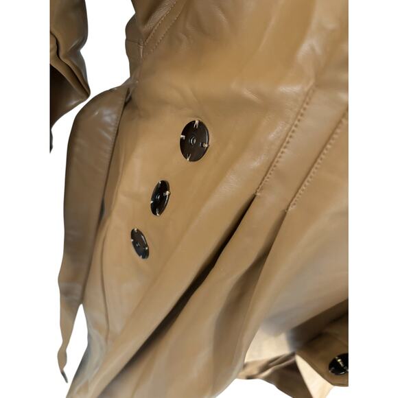 Nicholas Gayle‎ Faux Leather Wrap Front Midi Dress Cigar Tan Brown Size 6 NWT - Picture 6 of 13